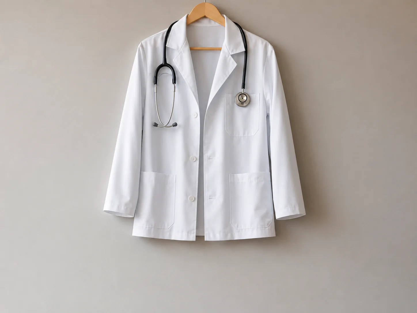 Blouse médicale blanche à manches longues avec poches et col à revers