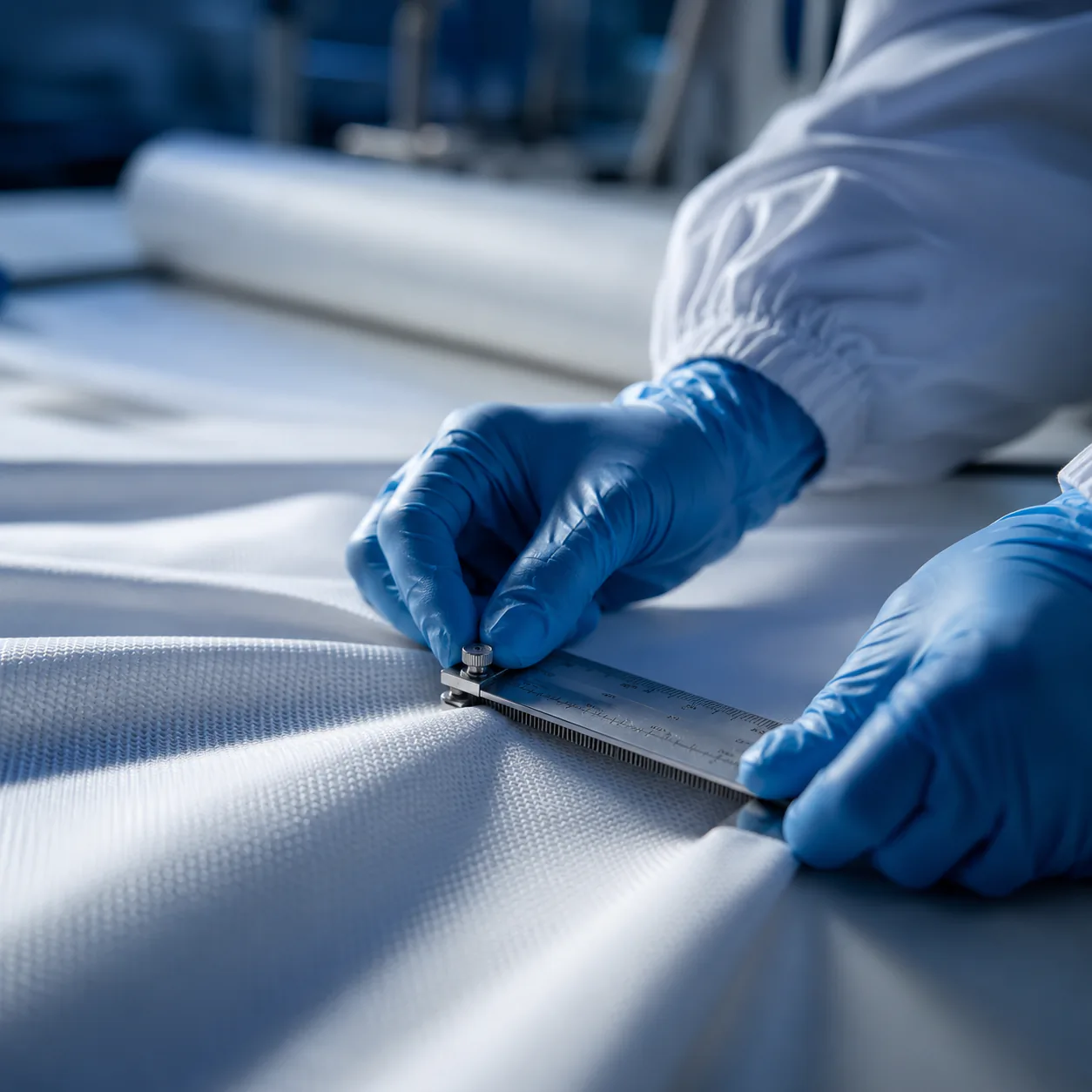 Contrôle d'un textile technique au Maroc, prêt pour l'export