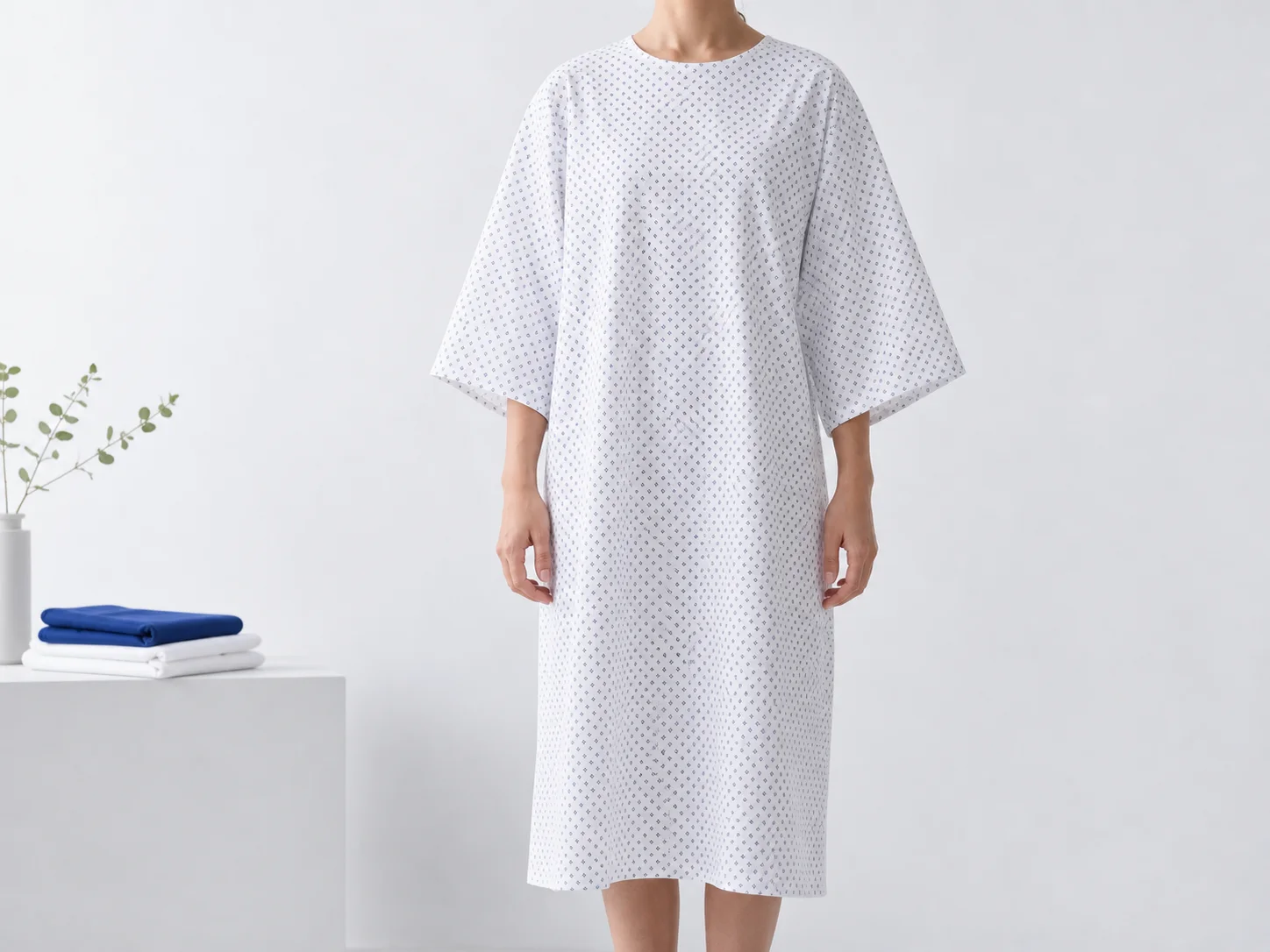 Pyjama médical patient à manches kimono en tissu imprimé léger